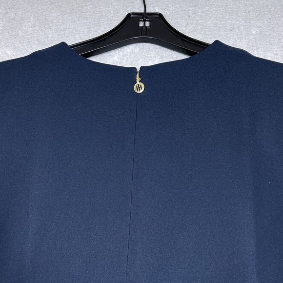 Tommy Hilfiger Shift Dress Women Large Navy Hardware Sleeve Knee Length NWT $98 - Picture 8 of 13